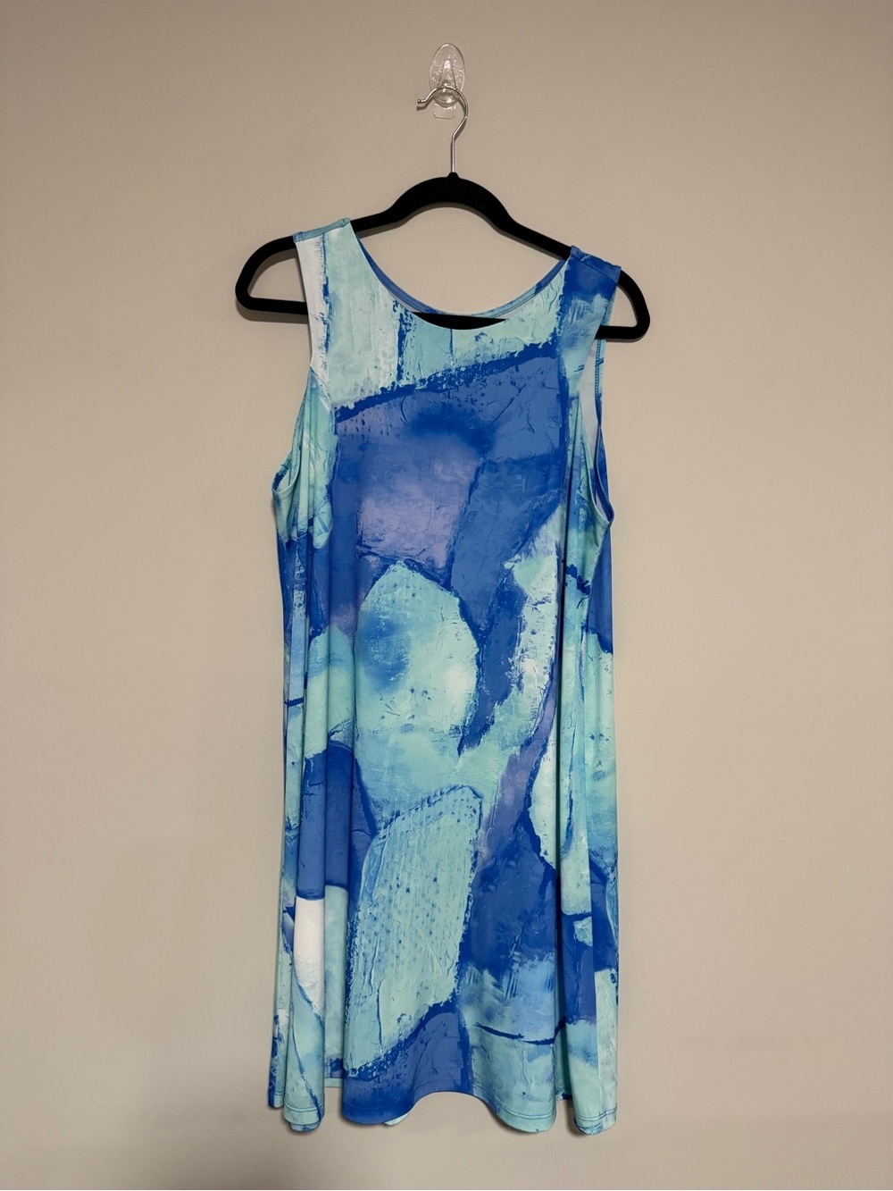 Clara Sun Woo Blue Abstract Sleeveless Shift Mini Dress Size Large